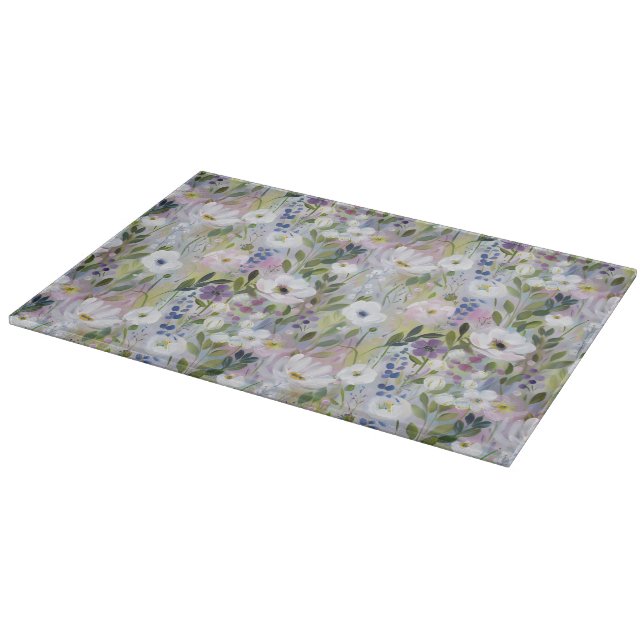 Soft Meadow Floral Aquarell Schneidebrett (Ecke)