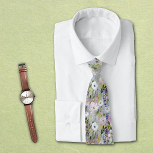 Soft Meadow Floral Wasserfarbe Krawatte