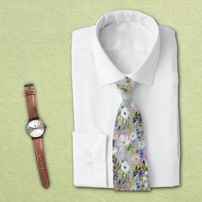 Soft Meadow Floral Wasserfarbe Krawatte (Von Creator hochgeladen)