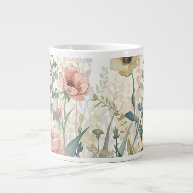 Soft Meadow Impression - Botanische Wand in Aquare Jumbo-Tasse (Vorderseite)