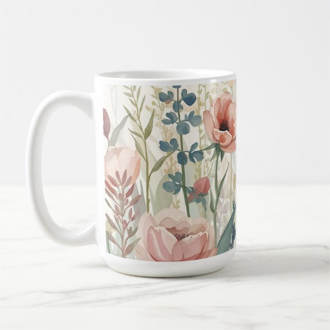 Soft Meadow Impression - Botanische Wand in Aquare Kaffeetasse (Links)