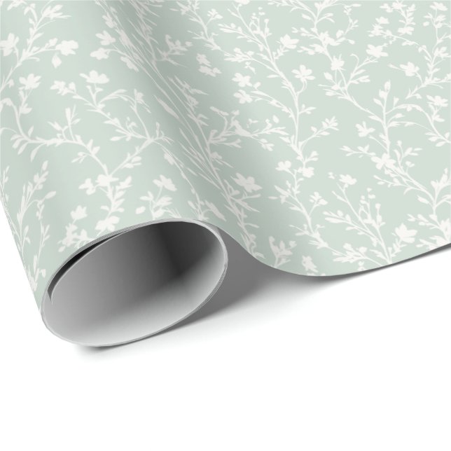 Soft Meadow Neutral - Gedämpfte Salbei Geschenkpapier (Rolleneckpunkt)