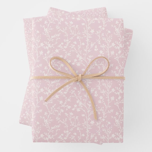 Soft Meadow Neutral - Rosafarben Geschenkpapier Set (Beispiel)