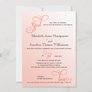 Soft Melon Script God is Liebe Christlich Wedding Einladung