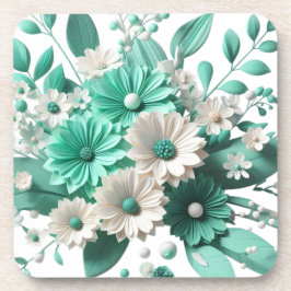 Soft mint Floral Coaster Elegance in Every Sip Getränkeuntersetzer