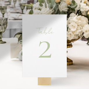 Soft Mint Green Script Wedding Tischnummer