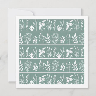 Soft Mist Teal Minimale Botanische Streifen Mitteilungskarte