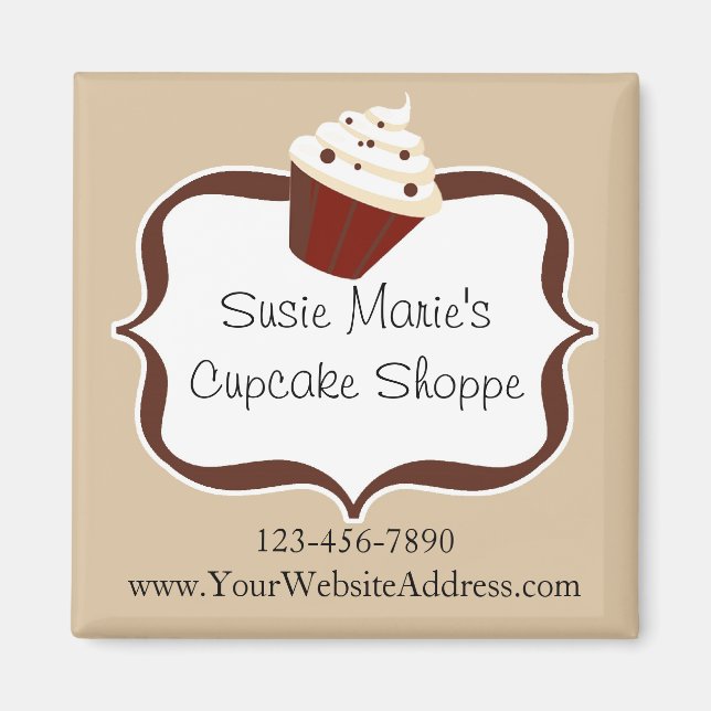 Soft Mocha Streifen Personalisiert Cupcake Magnet (Vorne)