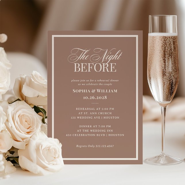 Soft Mocha Taupe | Luxe Neutral Rehearsal Dinner Einladung (Von Creator hochgeladen)