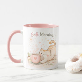 Soft Morning Kawaii Cute Cat Coffee Sweet Pink Tasse
