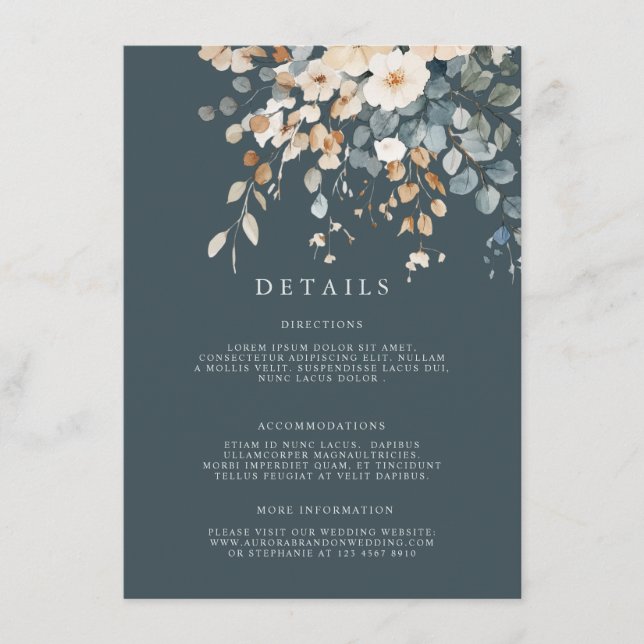 Soft Mute Earthy Tone Floral Water Wedding Begleitkarte (Vorderseite)