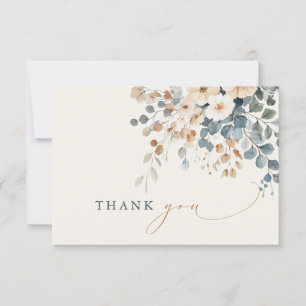 Soft Mute Earthy Tone Floral Water Wedding Dankeskarte