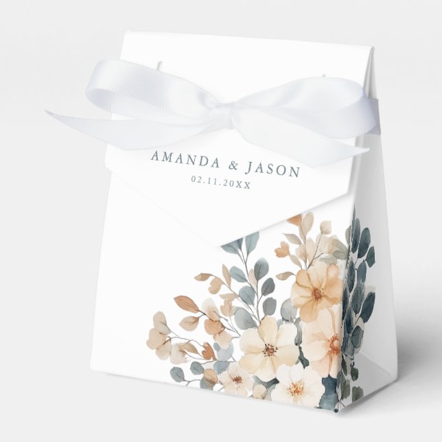Soft Mute Earthy Tone Floral Water Wedding Geschenkschachtel (Vorderseite)