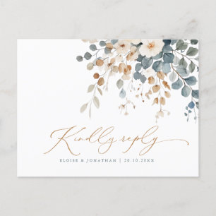 Soft Mute Earthy Tone Floral Water Wedding Postkarte