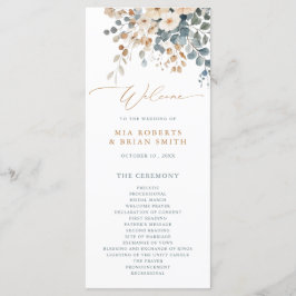 Soft Mute Earthy Tone Floral Water Wedding Programm
