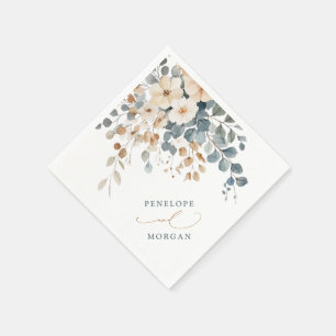 Soft Mute Earthy Tone Floral Water Wedding Serviette