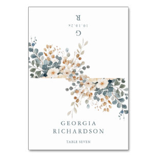 Soft Mute Earthy Tone Floral Watercolo Platzkarte Tischnummer