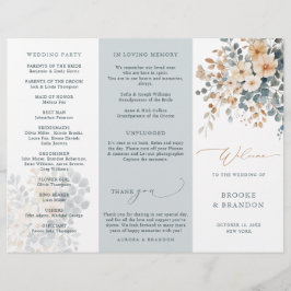 Soft Mute Earthy Tone Floral Wedding Program