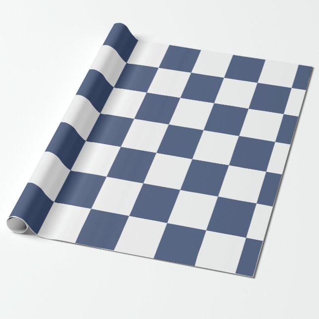 Soft Muted Blue White Checkered – Calm Elegant Geschenkpapier (Ungerollt)