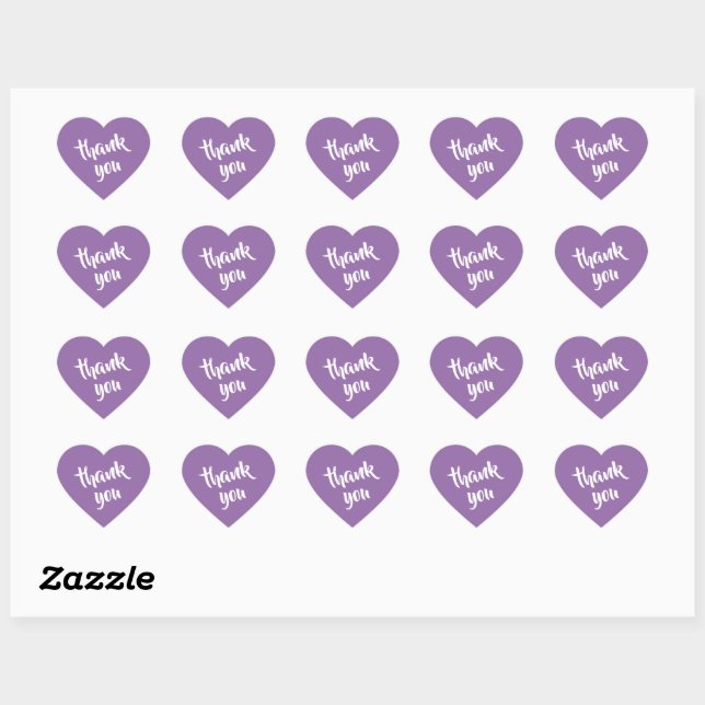 Soft Muted Lavender Thank You Heart Sticker (Blatt)