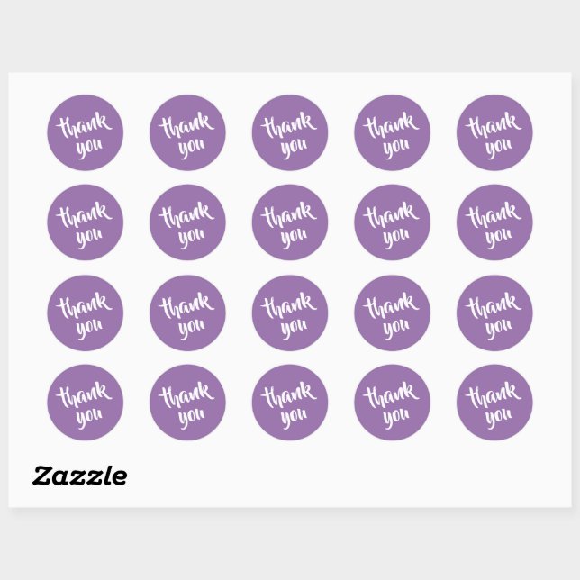 Soft Muted Lavender Thank You  Round Sticker (Blatt)