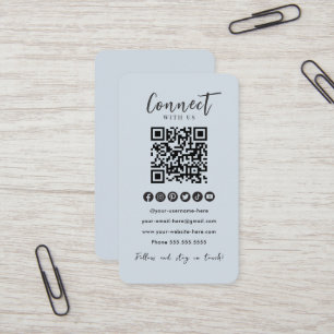 Soft Navy QR Code in Verbindung mit den sozialen M Visitenkarte