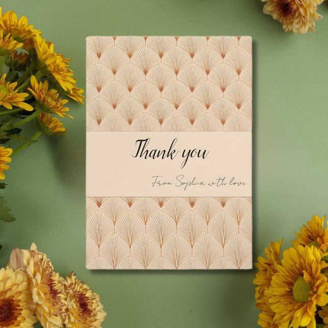 Soft Neutral Art Deco Thank You Card (Custom Text) Dankeskarte (Von Creator hochgeladen)