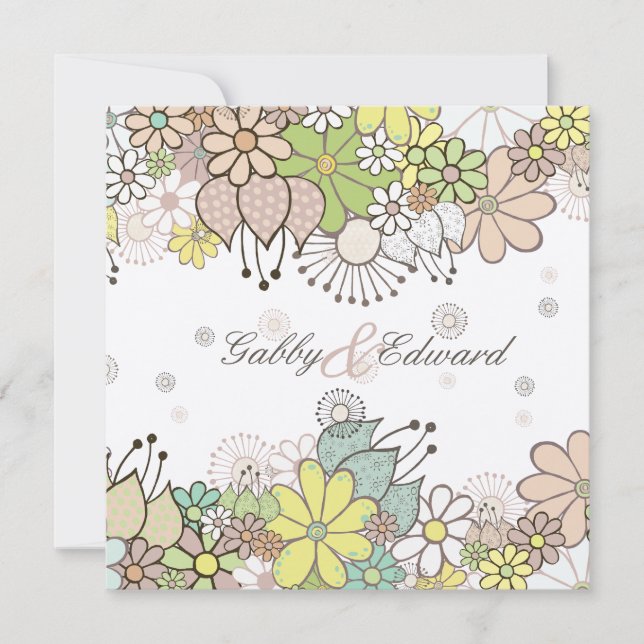 Soft Neutral Blooms Hochzeitseinladung Einladung (Vorderseite)