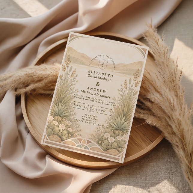 Soft Neutral Desert Florals Wedding Einladung (Von Creator hochgeladen)