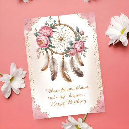 Soft Neutral Floral Birthday Karte