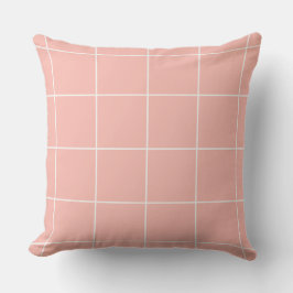 Soft Neutral Grid Pattern Minimal Check Design Kissen