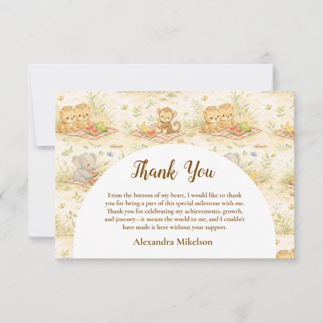 Soft Neutral Jungle Wild One First Birthday Dankeskarte (Vorderseite)