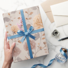 Soft Neutral Rose Beige Floral Pattern Geschenkpapier