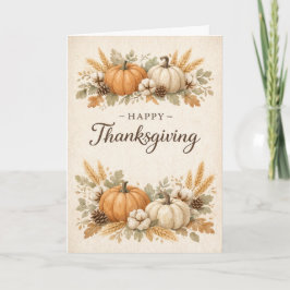 Soft Neutral Rustic Thanksgiving Pumpkin Karte