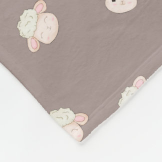 Soft Neutral Sheep Baby Blanket - Cute Nursery Fleecedecke