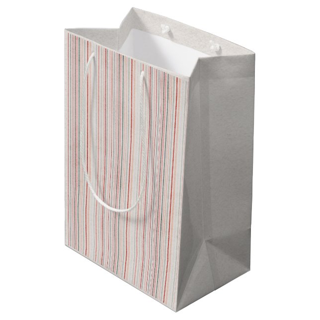 Soft Neutral Stripe Gift Bag Mittlere Geschenktüte (Rückseite Schrägansicht)