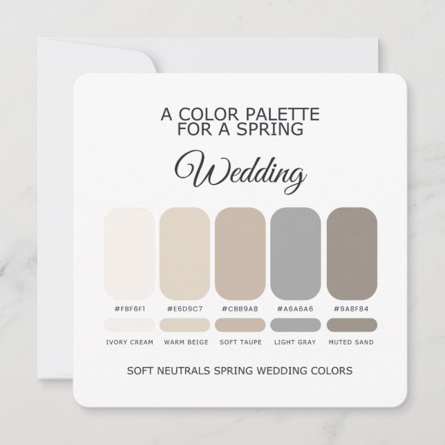 Soft Neutrals Spring Wedding Palette 2026 Card Einladung (Vorderseite)