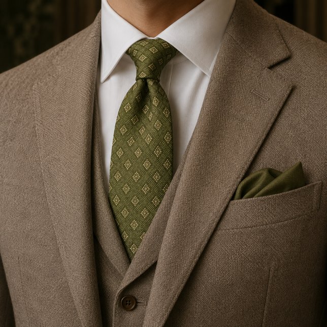 Soft Olive Estate Jacquard Krawatte | Luxus Altes  (Von Creator hochgeladen)