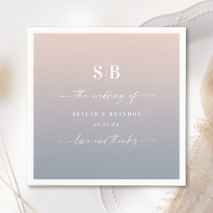 Soft Ombre Blush Pink Dusty Blue Wedgram Serviette