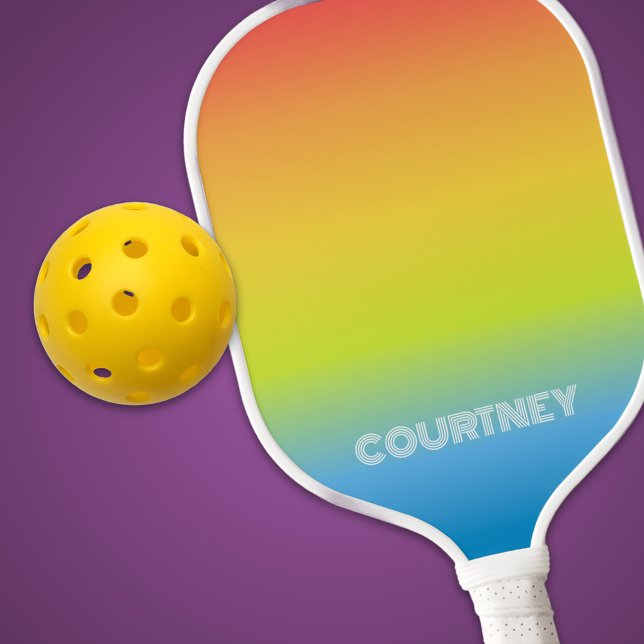 Soft Ombre Rainbow Stripes Personalisiert Pickleball Schläger (Von Creator hochgeladen)