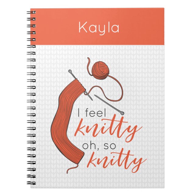 Soft Orange ich fühle mich knett, Oh, so knitty Notizblock (Vorderseite)