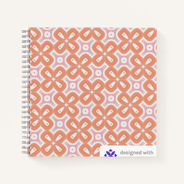 Soft Orange & Pink Floral Geometric Notebook – Aes Notizbuch (Vorderseite)