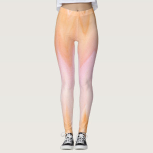 Soft Orange Pink Watercolor Zickzack Leggings