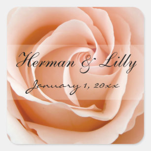 Soft Orange Rose Personalisiert Wedding Quadratischer Aufkleber