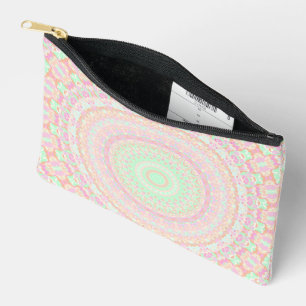 Soft Pale Paste Boho Trippy Hippie Groovy Mandala Zubehörtasche