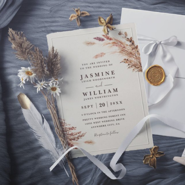 Soft Pampas Botanisches Boho Rustikales Elegantes  Einladung (Von Creator hochgeladen)