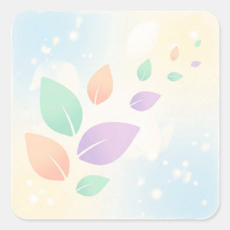 Soft Pastel Abstract Floating Leaves Quadratischer Aufkleber