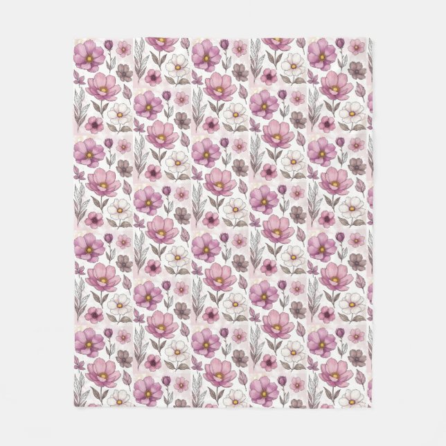 Soft Pastel Anemone Floral Collection Fleecedecke (Vorderseite)