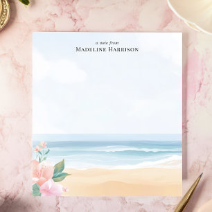 Soft Pastel Beach Ocean Personalisiert Name Notizblock