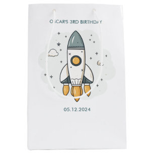 Soft Pastel Beige Raketenschiff Mittlere Geschenktüte